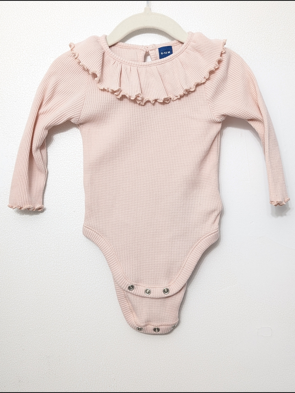Old Navy Light Pink Ruffle Collar Long-Sleeve Bodysuit